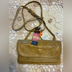 C&C California Tan Floral Embossed Crossbody Bag